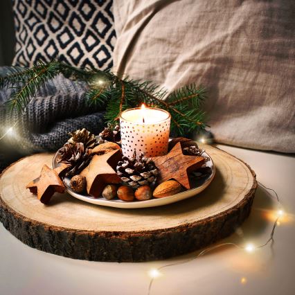 Brilagi - Guirnalda LED 100 LEDs/3x AA 10 m blanco cálido