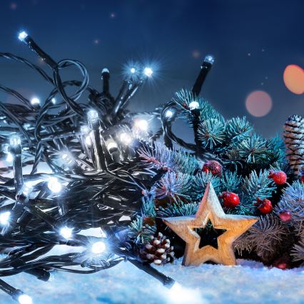 Brilagi - Guirnalda LED exterior 150 LEDs/8 funciones 18 m IP44 blanco frío