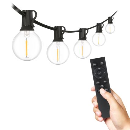 Brilagi - Guirnalda decorativa LED para exterior GIRLANDA 25xE12/0,6W/230V 20m negra IP44 blanco cálido + control remoto