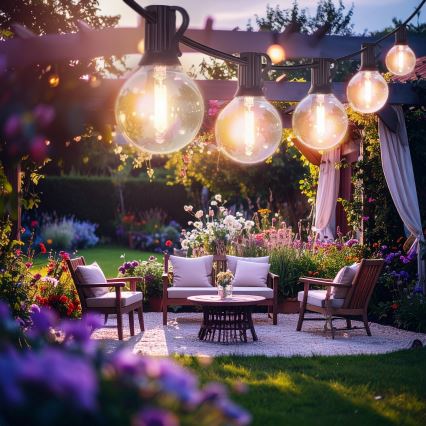 Brilagi - Guirnalda decorativa LED para exterior GIRLANDA 25xE12/0,6W/230V 20m negra IP44 blanco cálido + control remoto