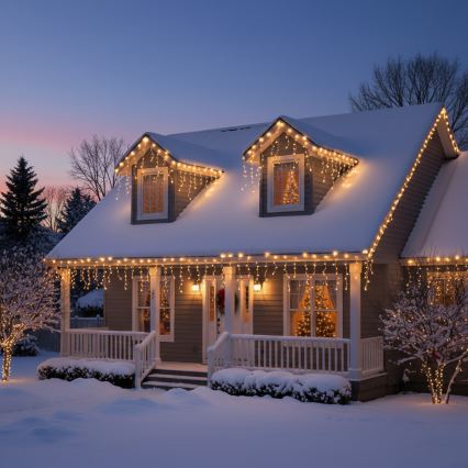 Brilagi - Guirnalda LED navideña para exterior, 400 LEDs, 8 funciones, 23 m, IP44, blanco cálido