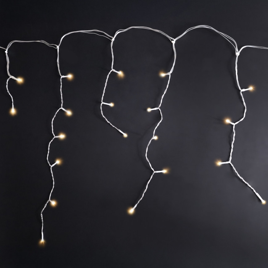 Brilagi - Guirnalda LED para exterior, 200 LEDs, 8 funciones, 13 m, IP44, blanco cálido, estilo carámbano