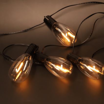 Brilagi - Guirnalda LED para exteriores, 10 LEDs / 3x AA, 3,2 m, IP44, blanco cálido