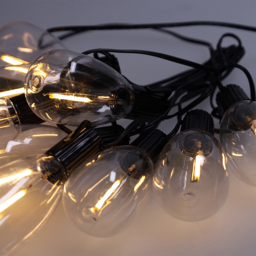 Brilagi - Guirnalda LED para exteriores, 10 LEDs / 3x AA, 3,2 m, IP44, blanco cálido