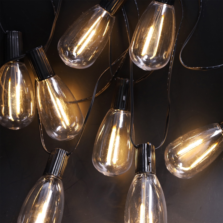 Brilagi - Guirnalda LED para exteriores, 10 LEDs / 3x AA, 3,2 m, IP44, blanco cálido