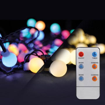 Brilagi - Guirnalda LED RGBW para exterior con 100 LEDs, 8 funciones, 15 m, IP44 + mando a distancia