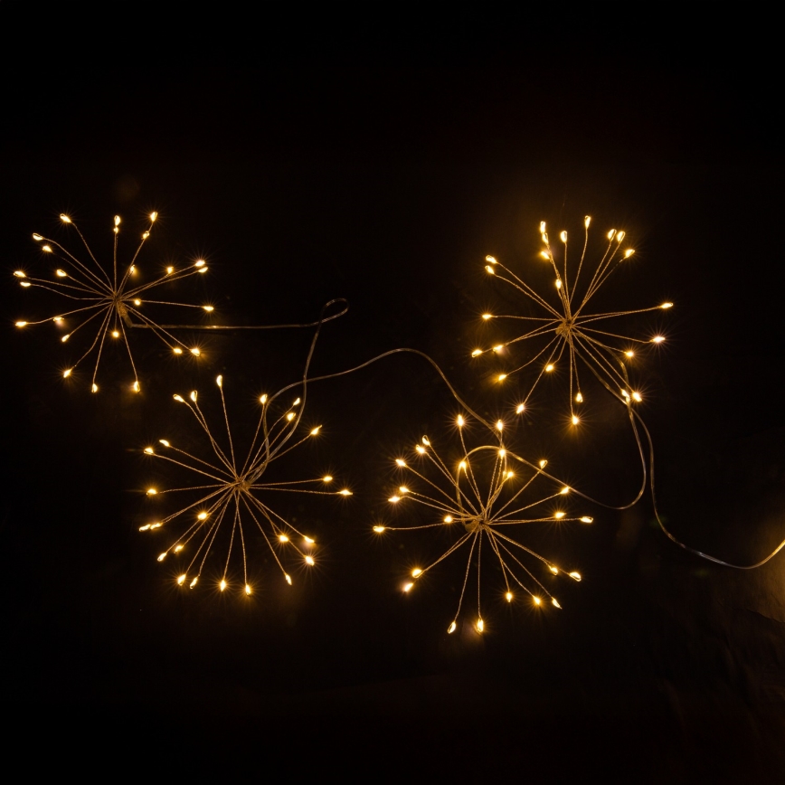 Brilagi - Guirnalda navideña LED para exterior 150 LEDs 5 m IP44 blanco cálido efecto de fuegos artificiales