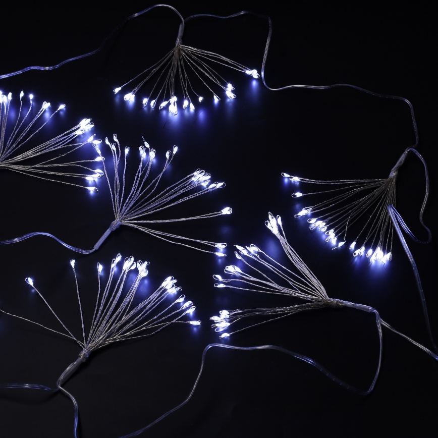 Brilagi - Guirnalda navideña LED para exterior 150xLED 5m IP44 luz blanca fría efecto fuegos artificiales