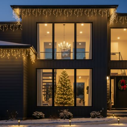 Brilagi - Cadena LED navideña para exterior 200xLED/8 funciones 13m IP44 blanco cálido efecto carámbano