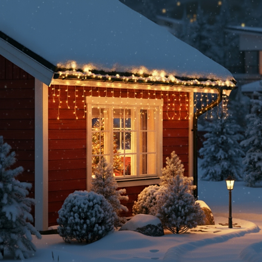 Brilagi - Cadena LED navideña para exterior 200xLED/8 funciones 13m IP44 blanco cálido efecto carámbano