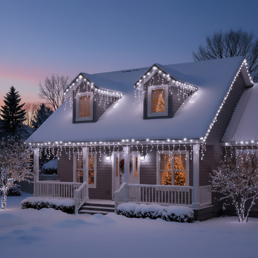 Brilagi - Guirnalda de Navidad LED para exterior 200xLED/8 funciones 13m IP44, blanco frío, efecto carámbano