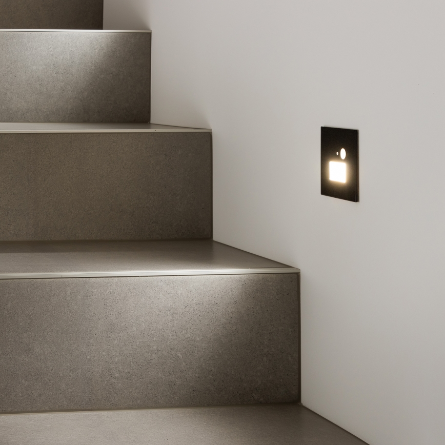 Brilagi - LED Luz de escaleras con sensor de movimiento JACK LED/1,5W/230V 3000K/4000K/6500K negro