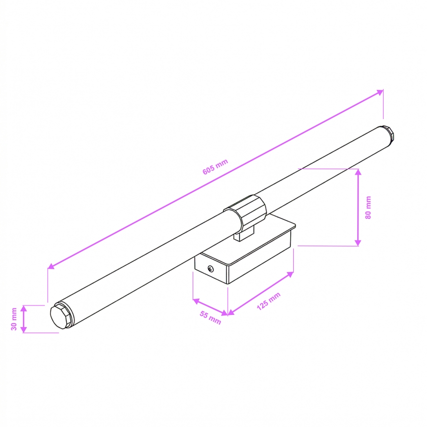Brilagi - Lámpara LED para espejo de baño DIANA LED/10W/230V 60 cm IP44 negra