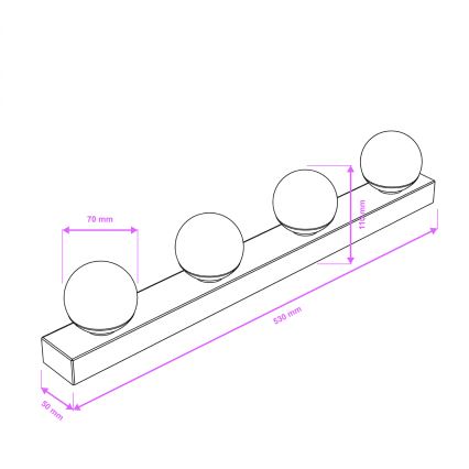 Brilagi - Iluminación LED para espejo de baño HOLLYWOOD 4xLED/3W/230V 53 cm IP44 dorada