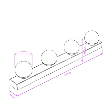 Brilagi - Iluminación LED para espejo de baño HOLLYWOOD 4xLED/3W/230V 53 cm IP44 negro