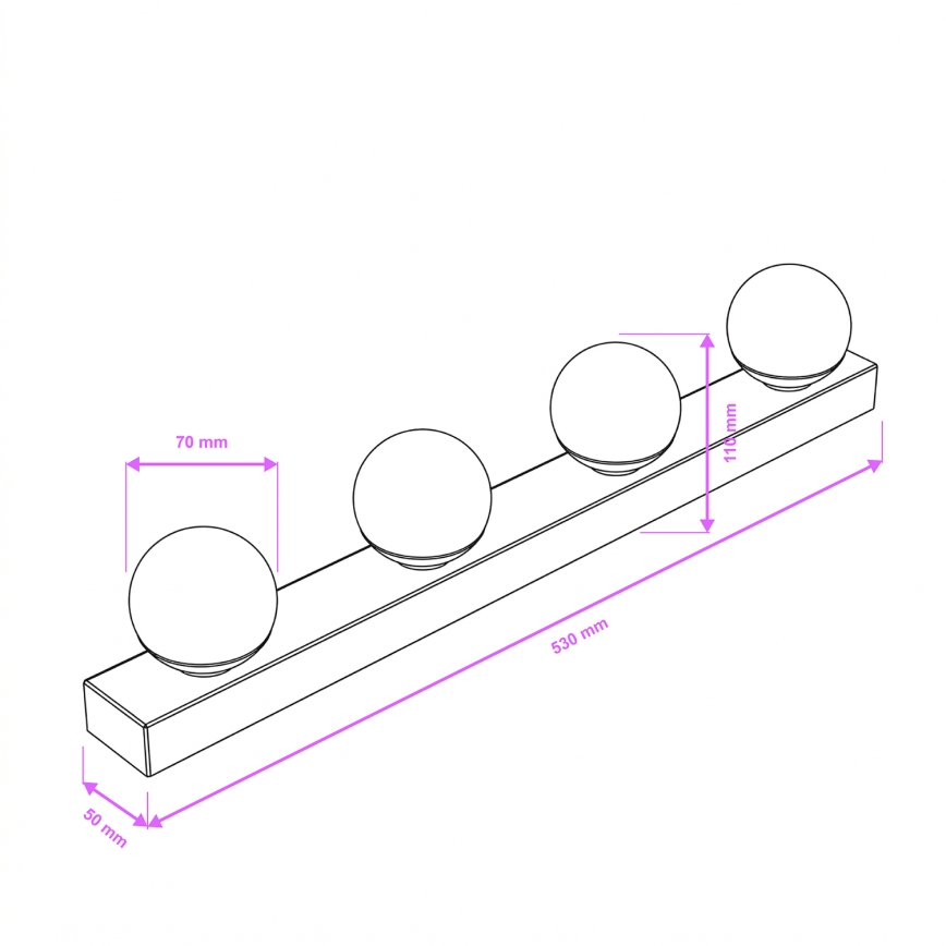 Brilagi - Iluminación LED para espejo de baño HOLLYWOOD 4xLED/3W/230V 53 cm IP44 negro