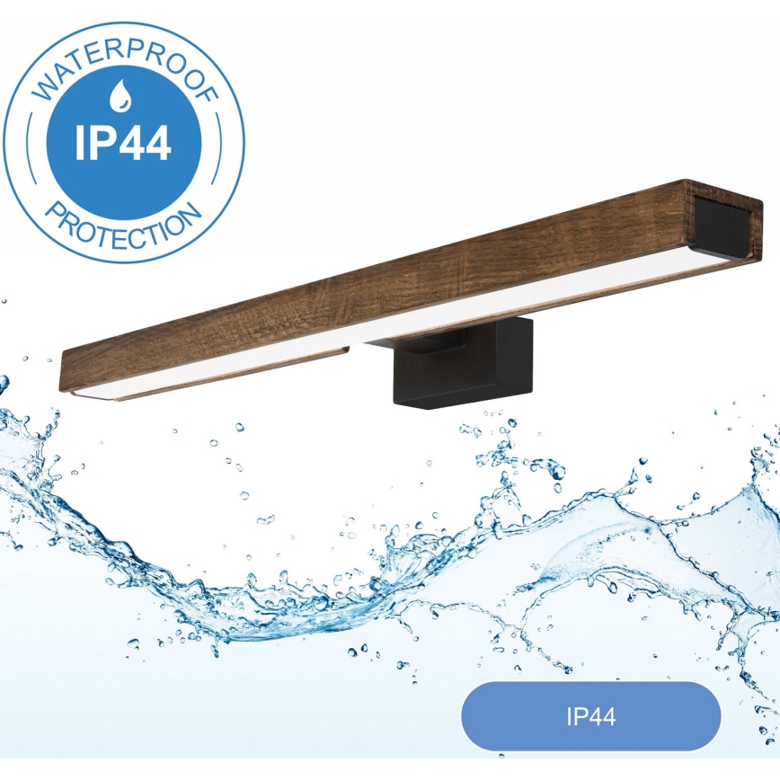 Brilagi - Iluminación LED para espejos de baño WOODY MIRROR LED/12W/230V 60 cm IP44 roble nogal/negro