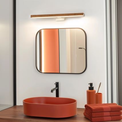 Brilagi - Iluminación LED para espejos de baño WOODY MIRROR LED/12W/230V 60 cm IP44 roble cereza/blanco