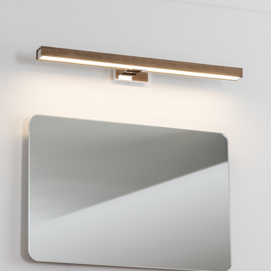 Brilagi - Iluminación LED para espejos de baño WOODY MIRROR LED/12W/230V 60 cm IP44 roble nogal/cromo brillante