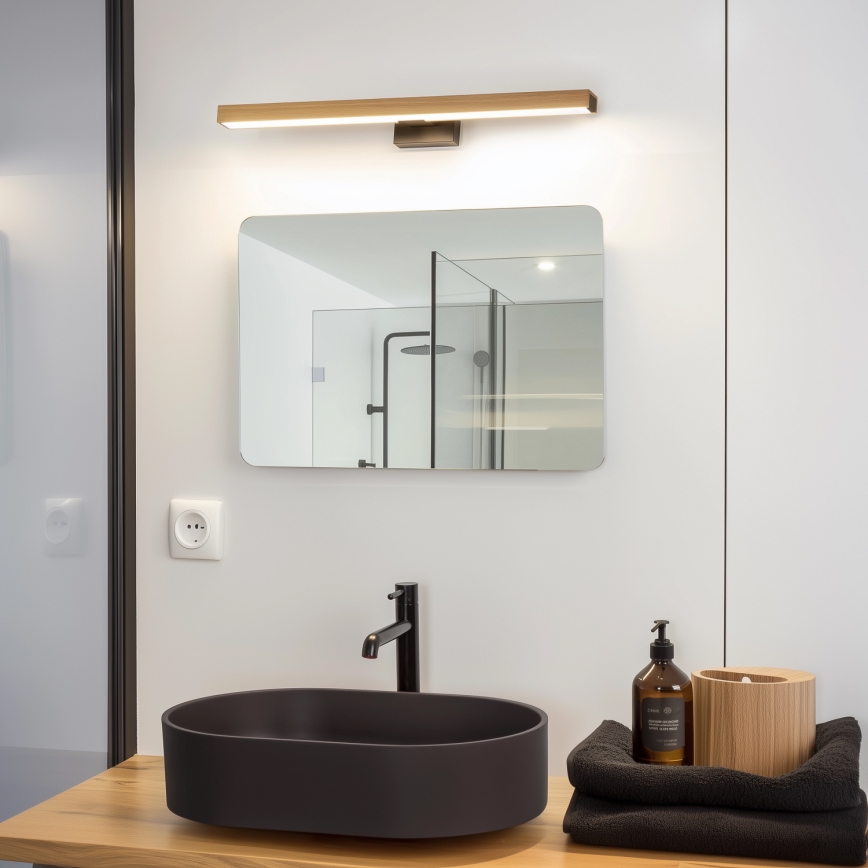 Brilagi - Iluminación LED para espejos de baño WOODY MIRROR LED/12W/230V 60 cm IP44 roble/negro