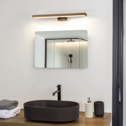 Brilagi - Iluminación LED para espejos de baño WOODY MIRROR LED/12W/230V 60 cm IP44 roble nogal/negro
