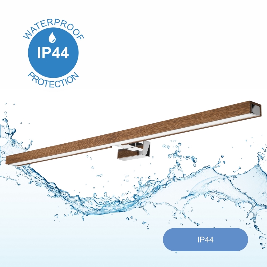 Brilagi - Iluminación LED para espejos de baño WOODY MIRROR LED/15W/230V 90 cm IP44 roble cereza/cromo brillante
