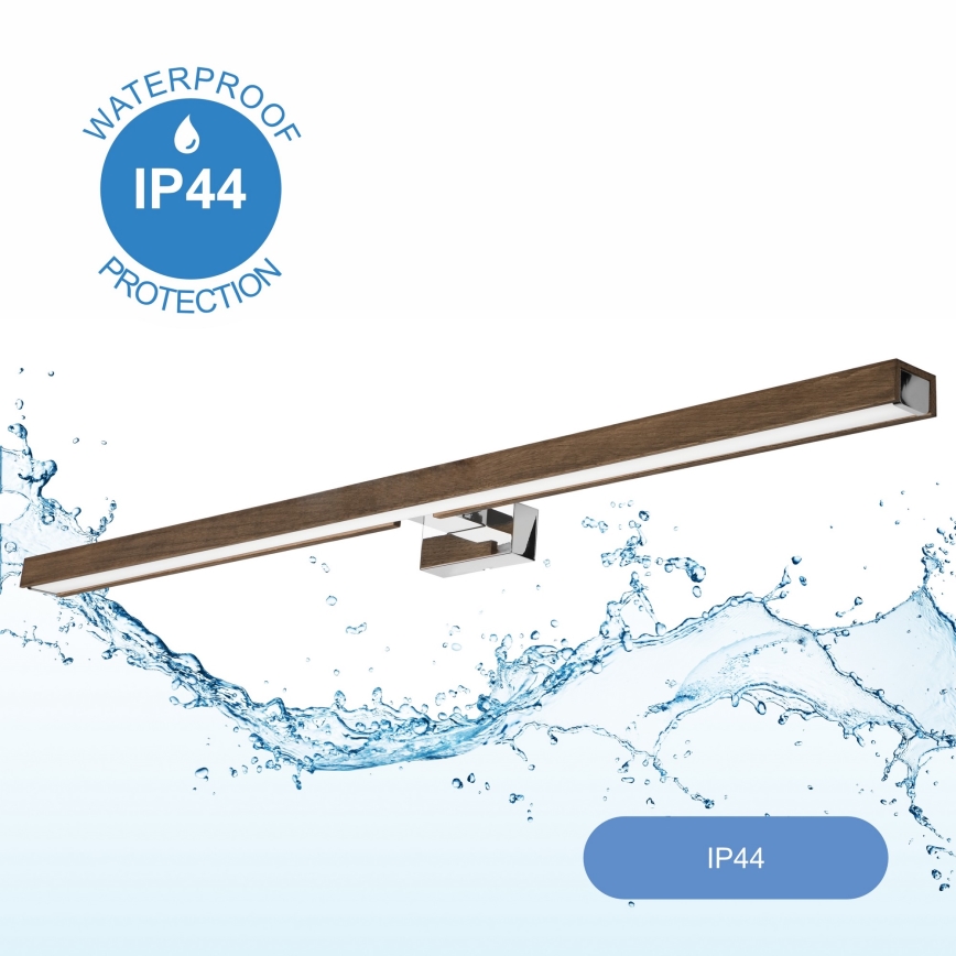 Brilagi - Iluminación LED para espejos de baño WOODY MIRROR LED/15W/230V 90 cm IP44 roble nogal/cromo brillante