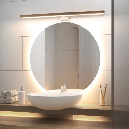 Brilagi - Iluminación LED para espejos de baño WOODY MIRROR LED/15W/230V 90 cm IP44 roble nogal/blanco