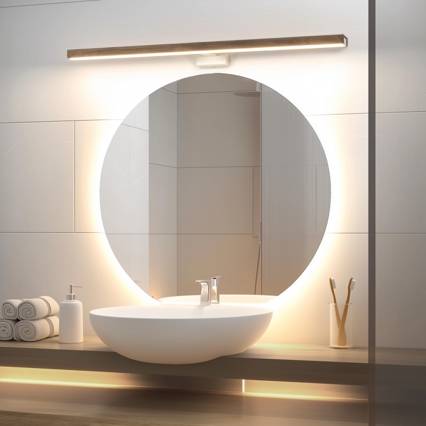 Brilagi - Iluminación LED para espejos de baño WOODY MIRROR LED/15W/230V 90 cm IP44 roble nogal/blanco