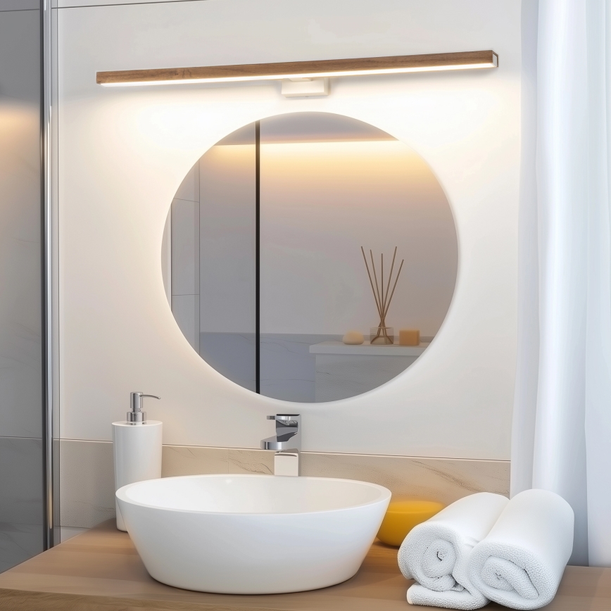 Brilagi - Iluminación LED para espejos de baño WOODY MIRROR LED/15W/230V 90 cm IP44 roble cereza/blanco