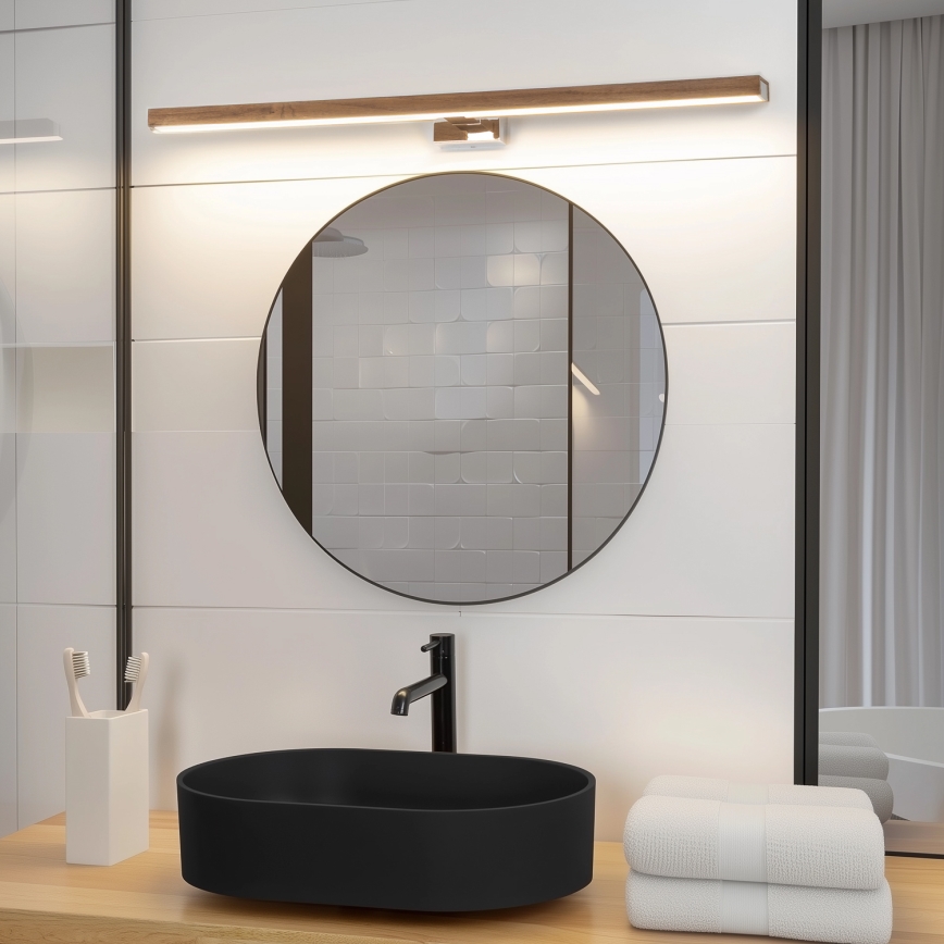 Brilagi - Iluminación LED para espejos de baño WOODY MIRROR LED/15W/230V 90 cm IP44 roble nogal/cromo brillante