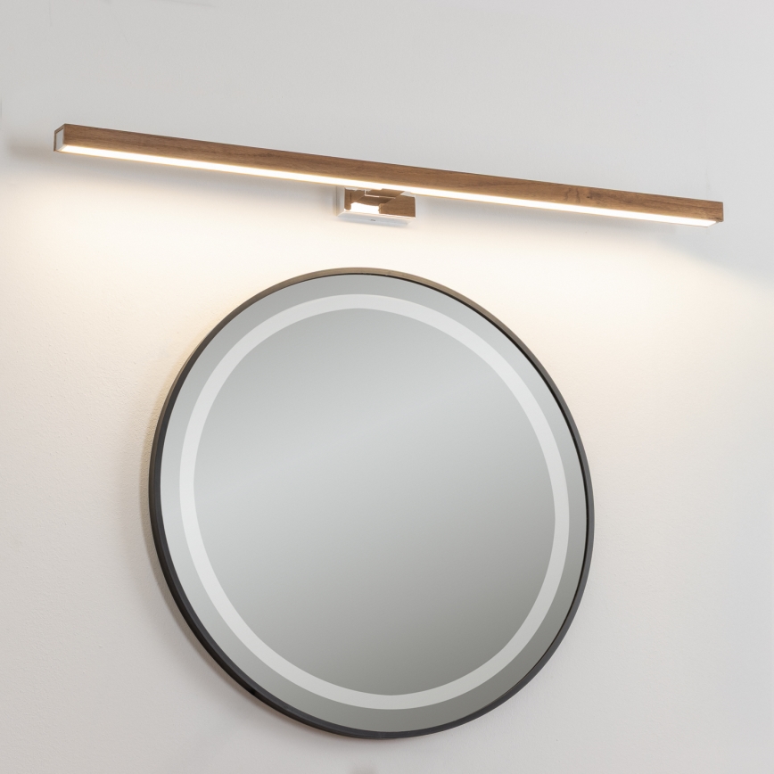 Brilagi - Iluminación LED para espejos de baño WOODY MIRROR LED/15W/230V 90 cm IP44 roble cereza/cromo brillante
