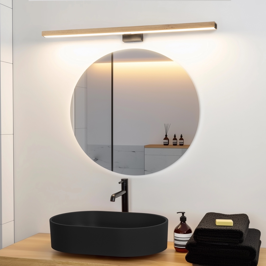 Brilagi - Iluminación LED para espejos de baño WOODY MIRROR LED/15W/230V 90 cm IP44 roble/negro