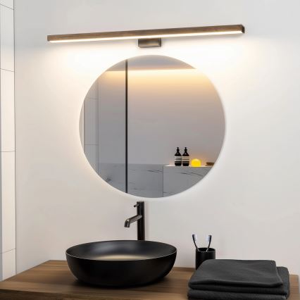 Brilagi - Iluminación LED para espejos de baño WOODY MIRROR LED/15W/230V 90 cm IP44 roble nogal/negro