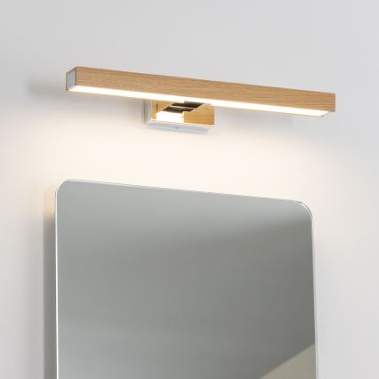 Brilagi - Iluminación LED para espejos de baño WOODY MIRROR LED/8W/230V 40 cm IP44 roble/cromo brillante