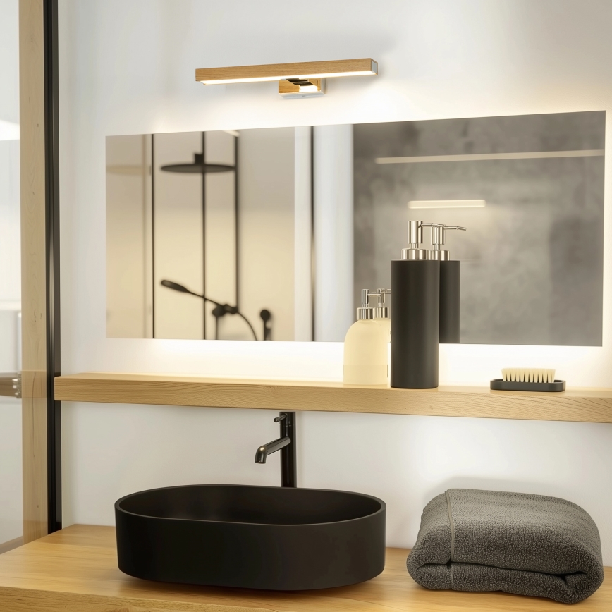 Brilagi - Iluminación LED para espejos de baño WOODY MIRROR LED/8W/230V 40 cm IP44 roble/cromo brillante