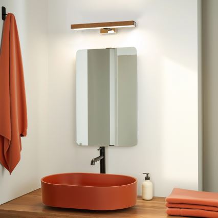 Brilagi - Iluminación LED para espejos de baño WOODY MIRROR LED/8W/230V 40 cm IP44 roble cereza/cromo brillante