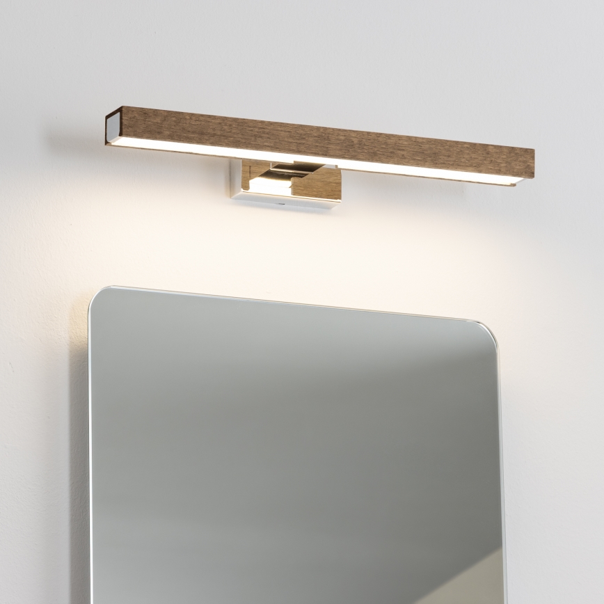 Brilagi - Iluminación LED para espejos de baño WOODY MIRROR LED/8W/230V 40 cm IP44 roble nogal/cromo brillante