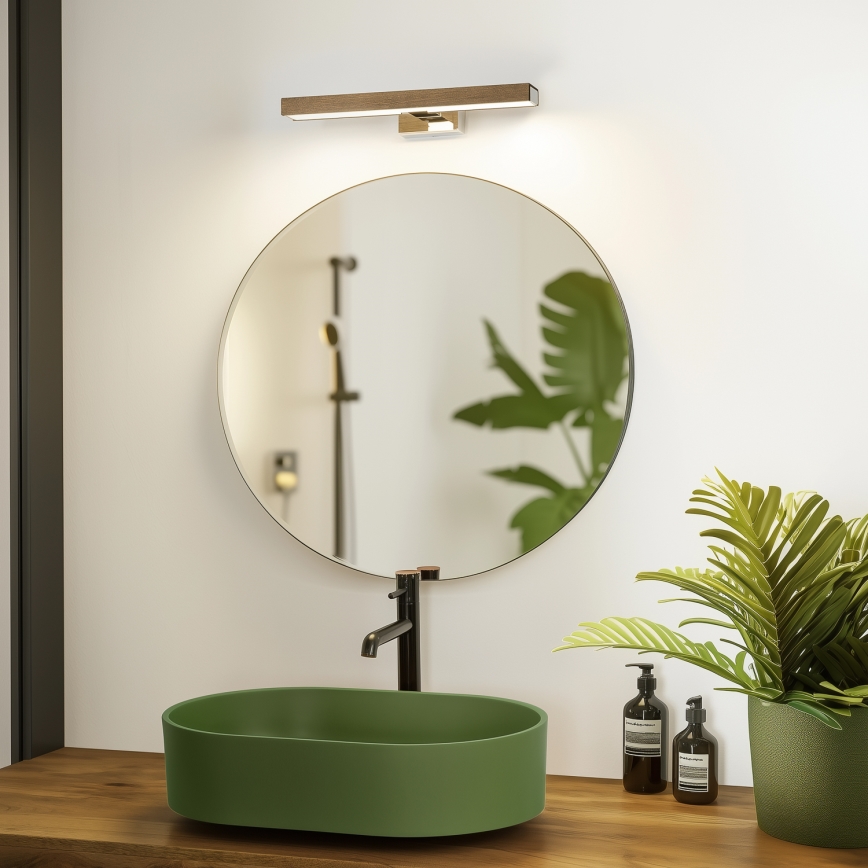 Brilagi - Iluminación LED para espejos de baño WOODY MIRROR LED/8W/230V 40 cm IP44 roble nogal/cromo brillante