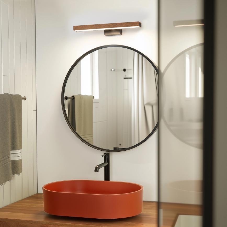 Brilagi - Iluminación LED para espejos de baño WOODY MIRROR LED/8W/230V 40 cm IP44 roble cereza/negro