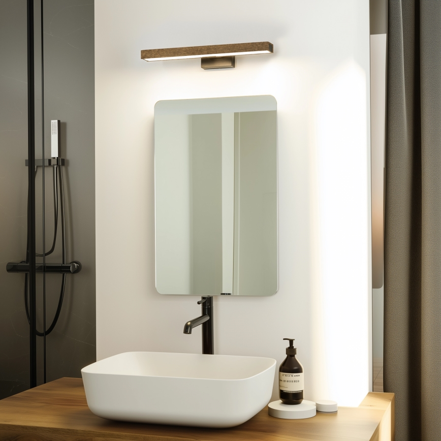 Brilagi - Iluminación LED para espejos de baño WOODY MIRROR LED/8W/230V 40 cm IP44 roble nogal/negro