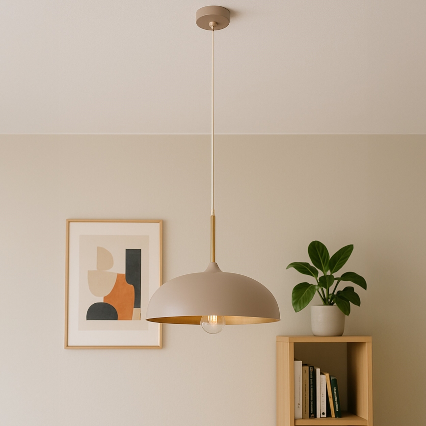 Brilagi - Lámpara colgante ABRAHAM 1xE27/60W/230V diá. 35 cm beige