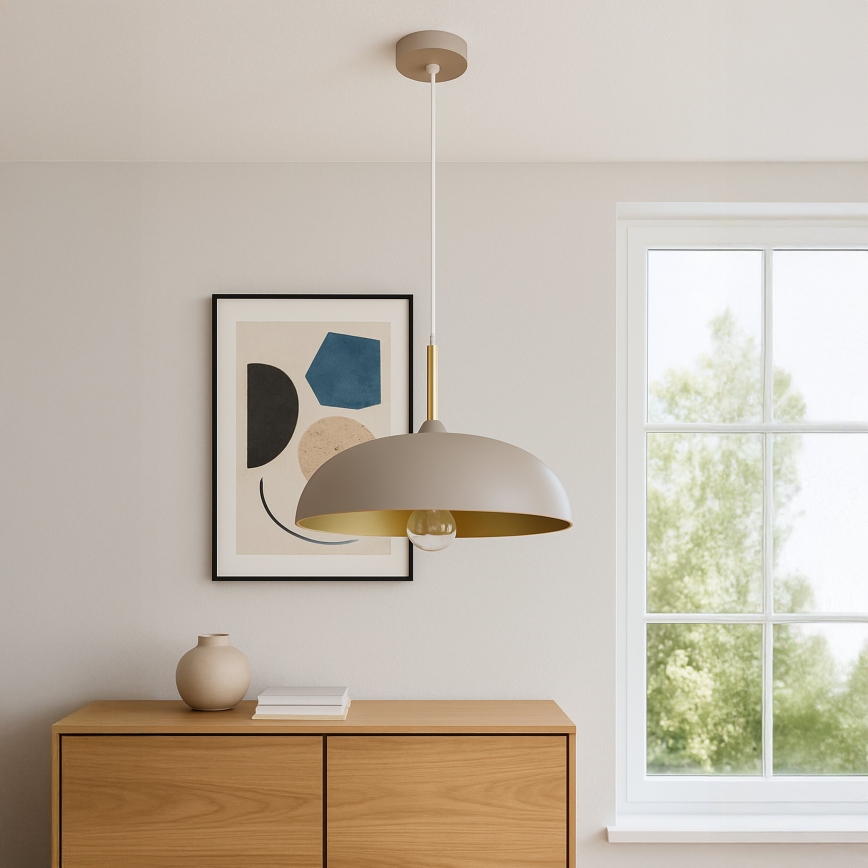 Brilagi - Lámpara colgante ABRAHAM 1xE27/60W/230V diá. 45 cm beige