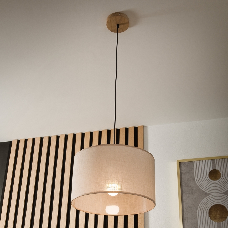 Brilagi - Lámpara colgante ANTHONY 1xE27/60W/230V roble/beige