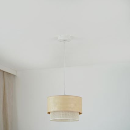 Brilagi - Lámpara colgante ARIZONA BOHO 1xE27/15W/230V diá. 25 cm beige/blanco