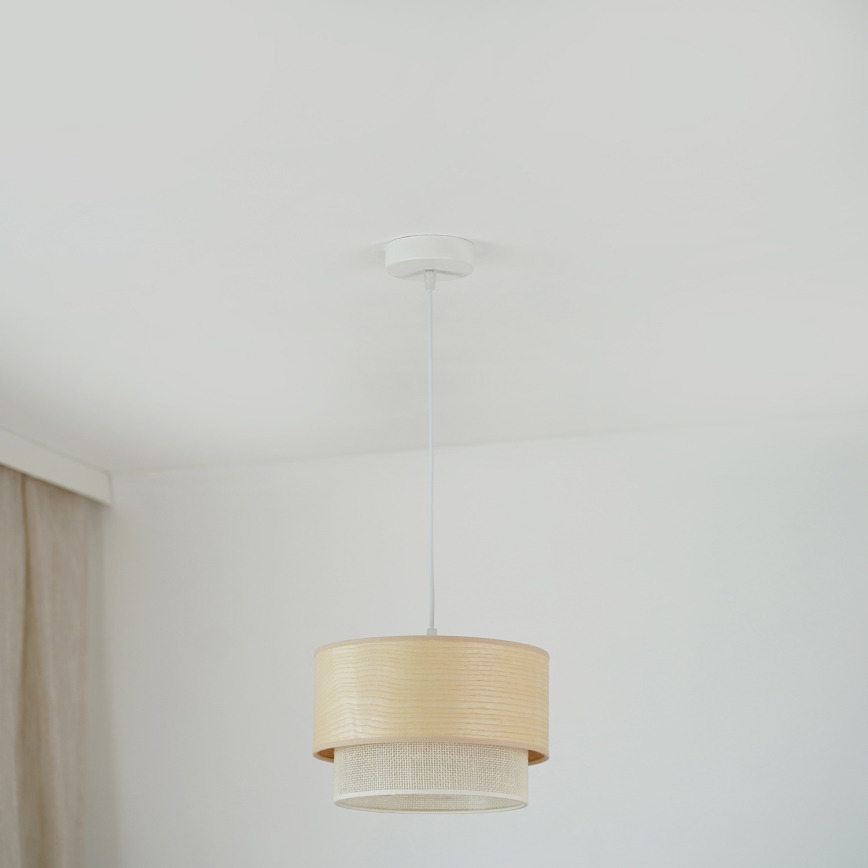Brilagi - Lámpara colgante ARIZONA BOHO 1xE27/15W/230V diá. 25 cm beige/blanco