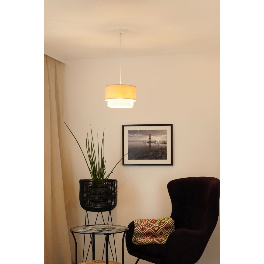 Brilagi - Lámpara colgante ARIZONA BOHO 1xE27/15W/230V diá. 25 cm beige/blanco