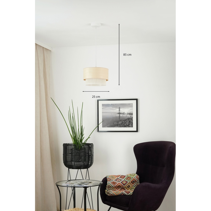 Brilagi - Lámpara colgante ARIZONA BOHO 1xE27/15W/230V diá. 25 cm beige/blanco