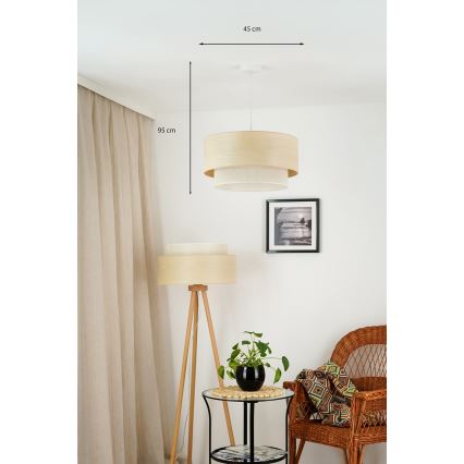 Brilagi - Lámpara colgante ARIZONA BOHO 1xE27/15W/230V diá. 45 cm beige/blanco