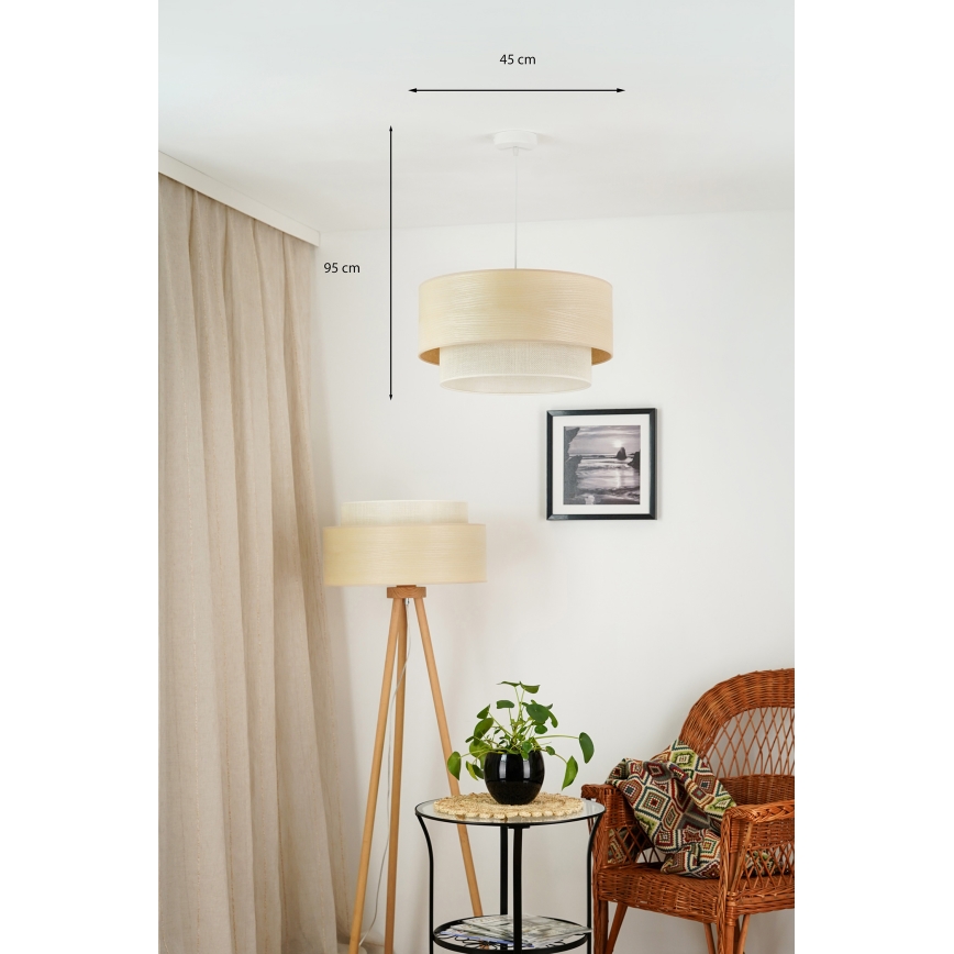 Brilagi - Lámpara colgante ARIZONA BOHO 1xE27/15W/230V diá. 45 cm beige/blanco